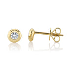 0.22CT 14K Y/G DIAMOND BEZEL STUD EARRING