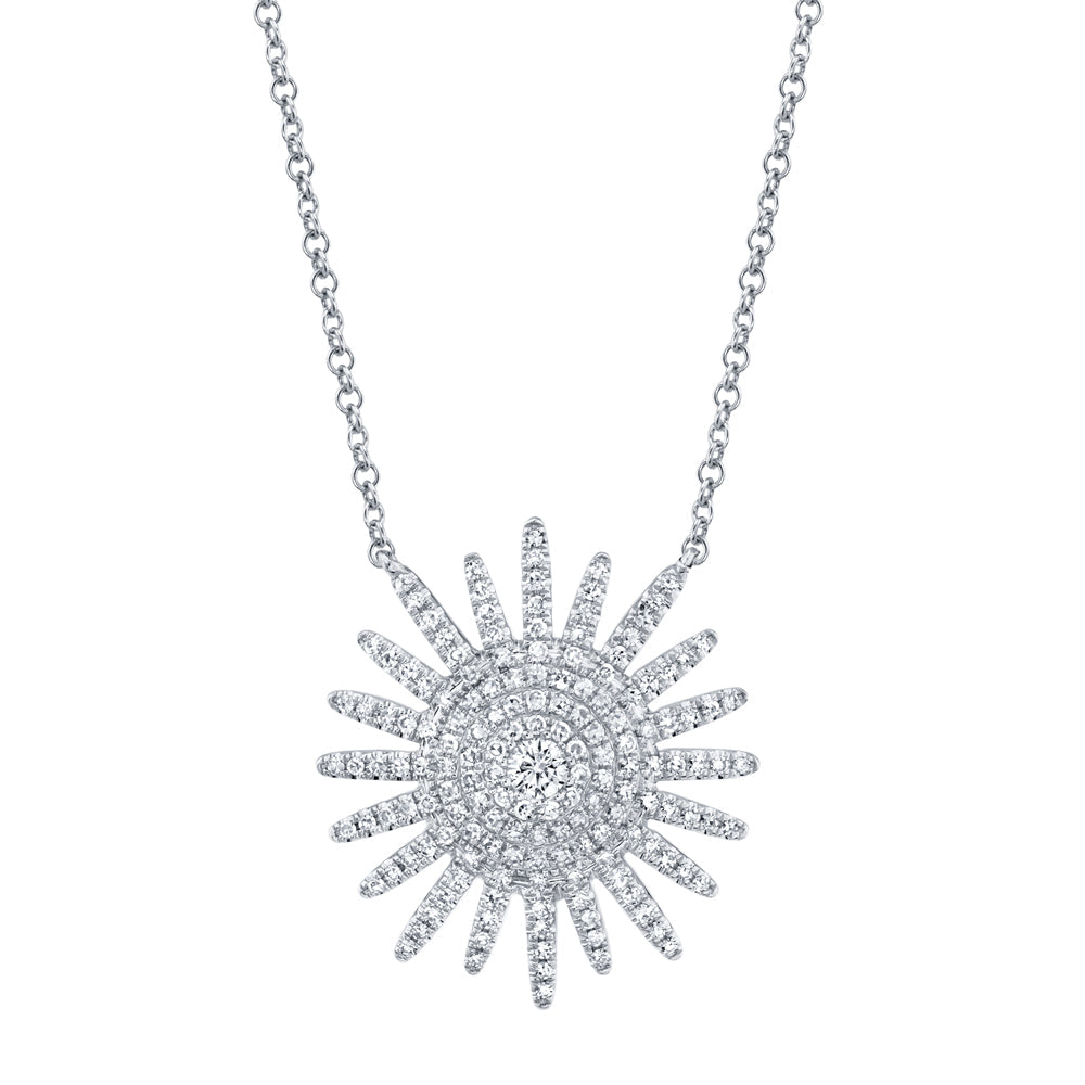 0.43CT 14K W/G DIAMOND STARBURST NECKLACE