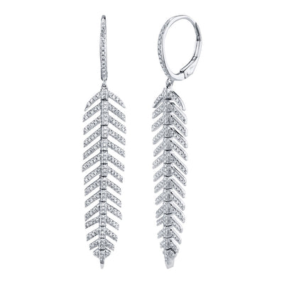 0.60CT 14K W/G DIAMOND FEATHER EARRING