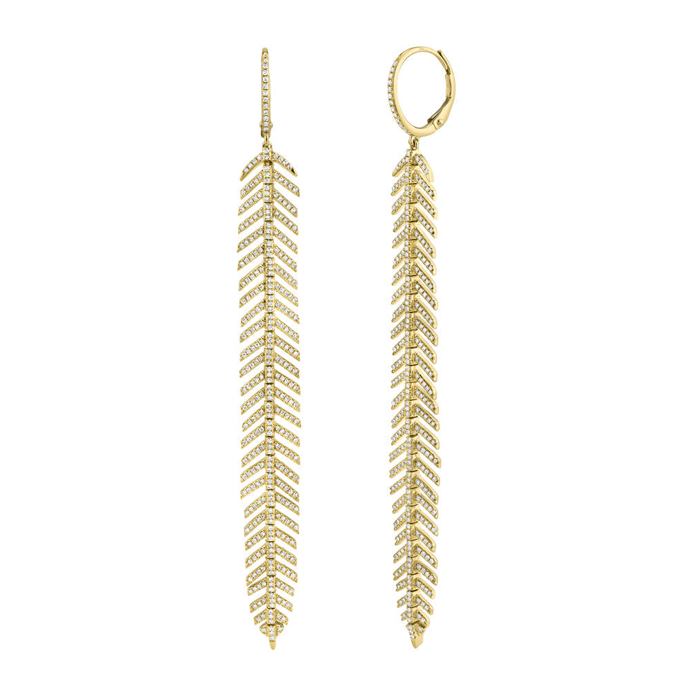 1.43CT 14K Y/G DIAMOND FEATHER EARRING