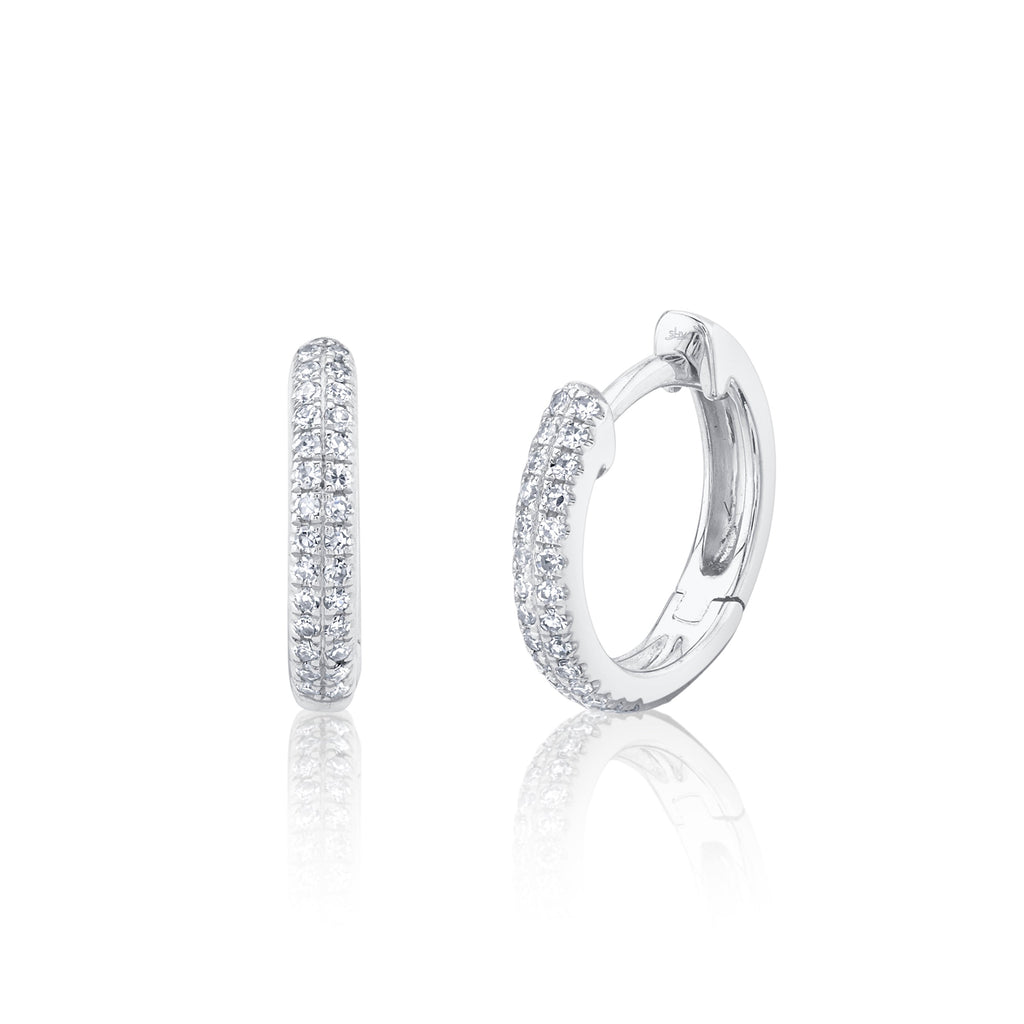 0.12CT 14K W/G DIAMOND PAVE HUGGIE EARRING