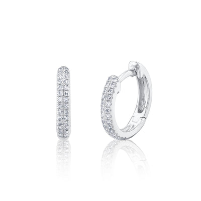 0.12CT 14K W/G DIAMOND PAVE HUGGIE EARRING