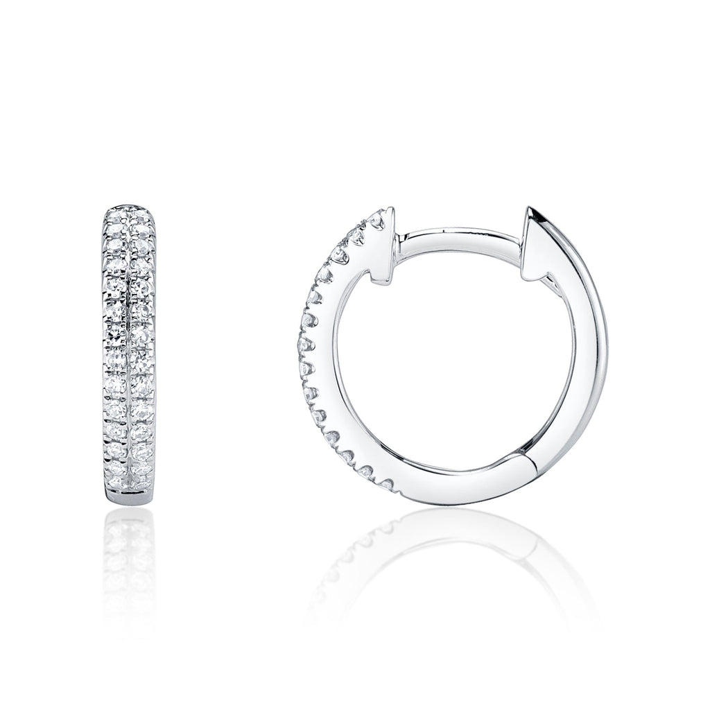 0.12CT 14K W/G DIAMOND PAVE HUGGIE EARRING