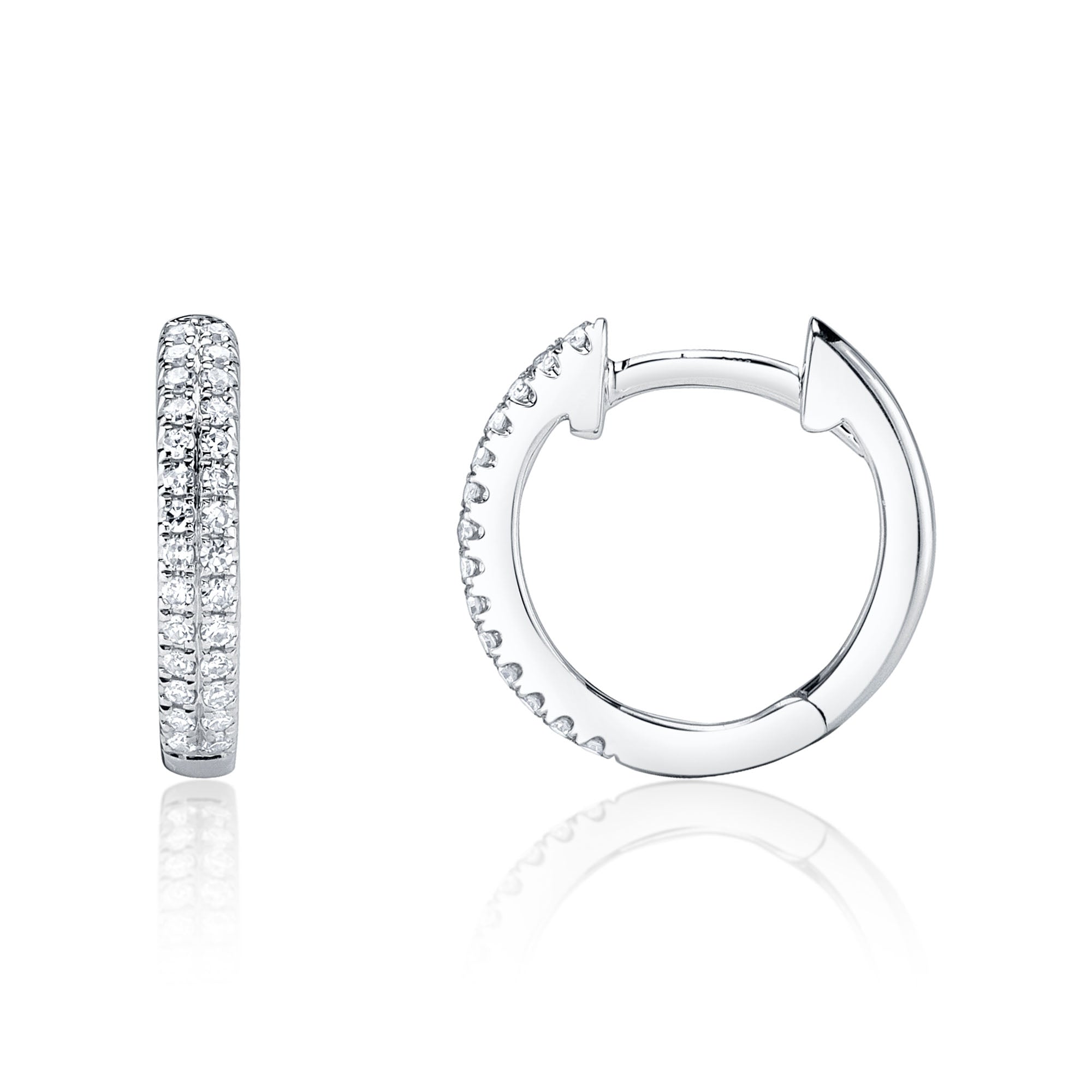 0.12CT 14K W/G DIAMOND PAVE HUGGIE EARRING