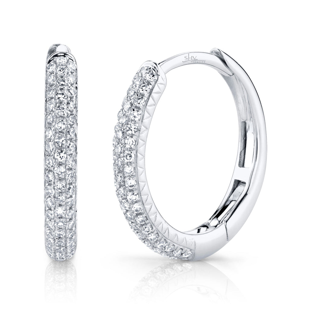 0.21CT 14K W/G DIAMOND PAVE HOOP EARRING