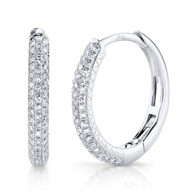 0.21CT 14K W/G DIAMOND PAVE HOOP EARRING