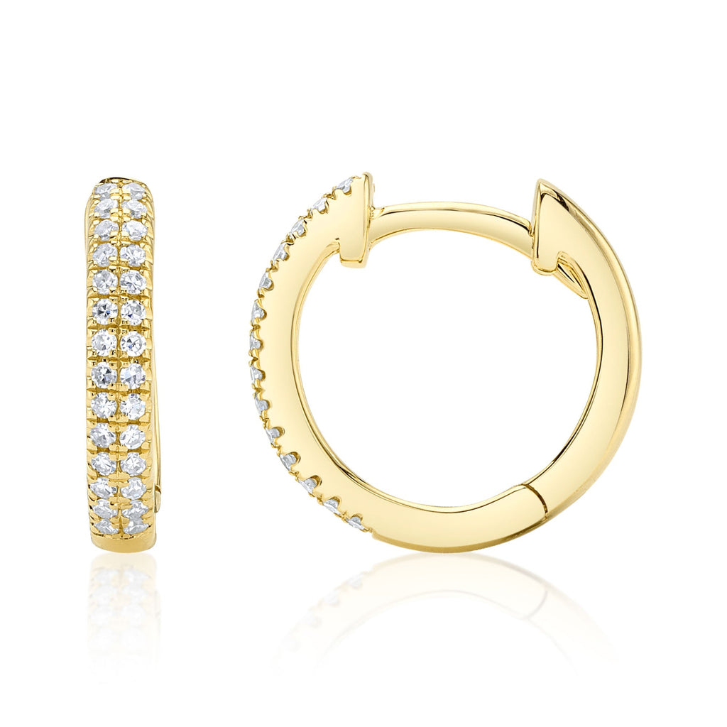 0.12CT 14K Y/G DIAMOND PAVE HUGGIE EARRING