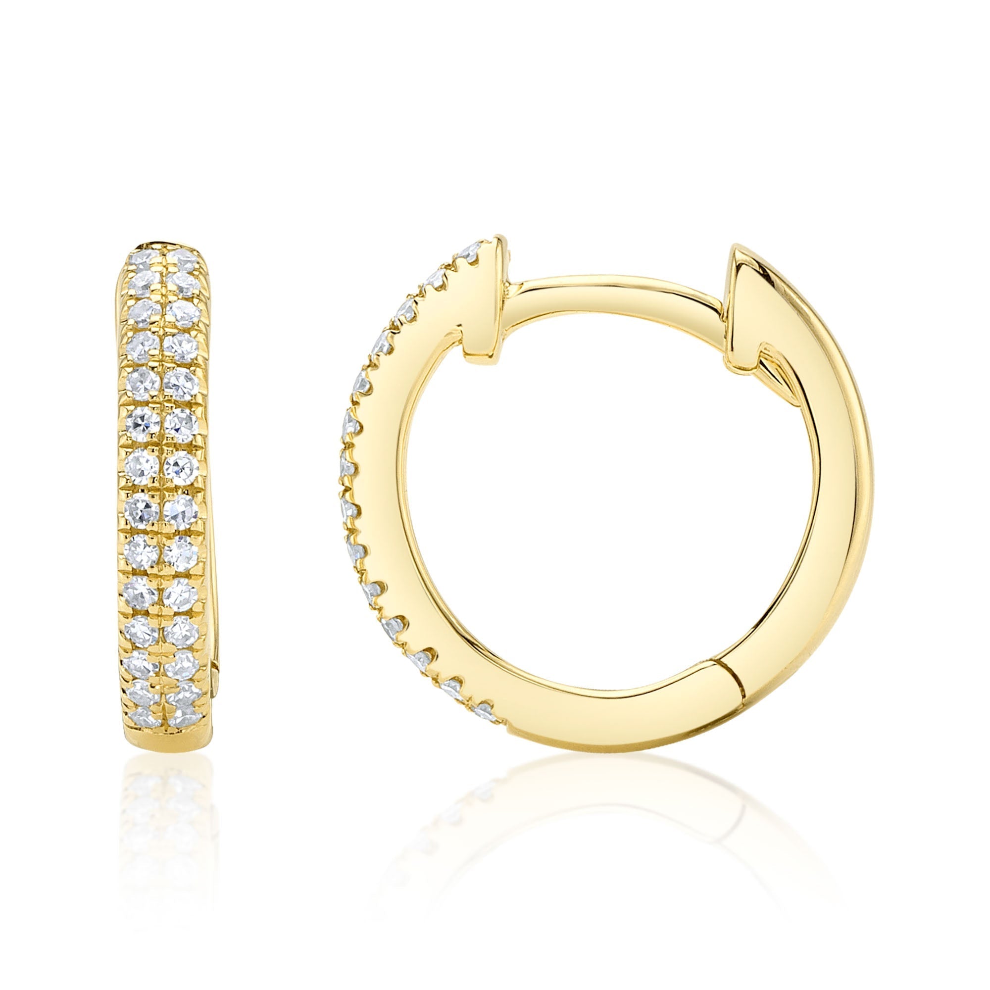 0.12CT 14K Y/G DIAMOND PAVE HUGGIE EARRING