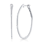 0.44CT 14K W/G DIAMOND BAGUETTE OVAL HOOP EARRING