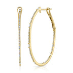 0.44CT 14K Y/G DIAMOND BAGUETTE OVAL HOOP EARRING