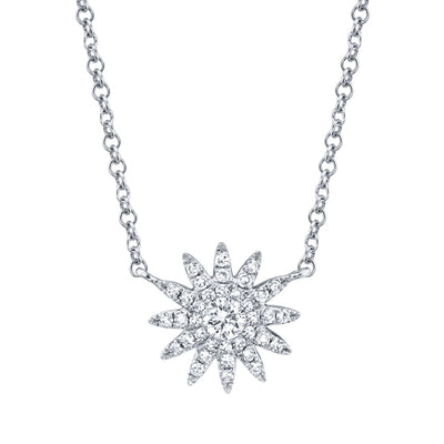 0.15CT 14K W/G DIAMOND STARBURST NECKLACE