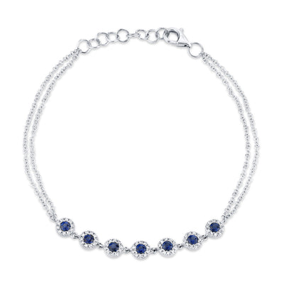 0.21CT DIAMOND & 0.53CT BLUE SAPPHIRE 14K W/G BRACELET