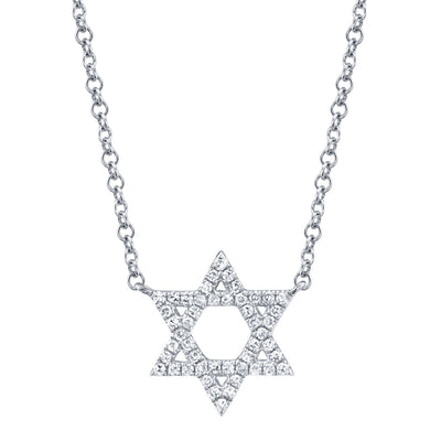 0.11CT 14K W/G DIAMOND STAR OF DAVID NECKLACE