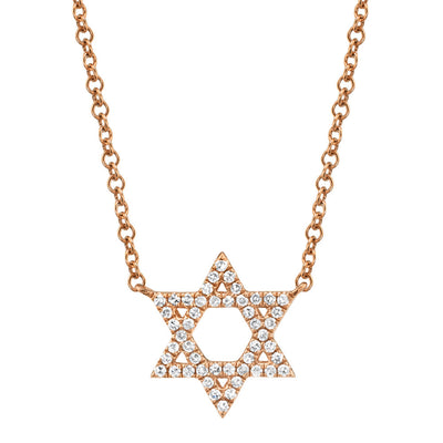 0.11CT 14K R/G DIAMOND STAR OF DAVID NECKLACE
