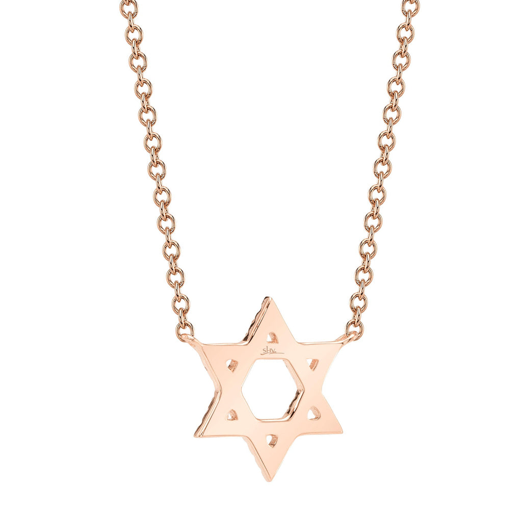 0.11CT 14K R/G DIAMOND STAR OF DAVID NECKLACE