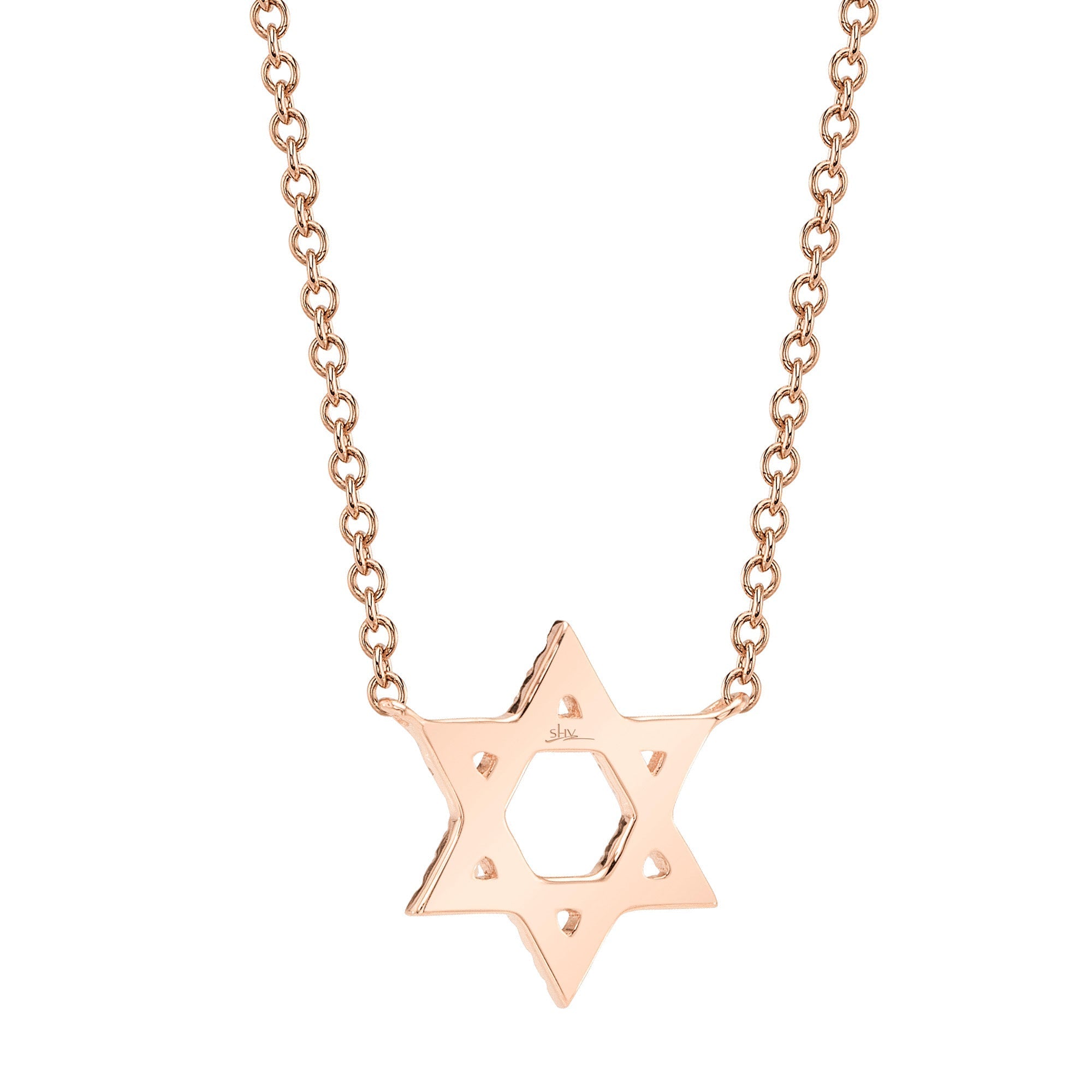 0.11CT 14K R/G DIAMOND STAR OF DAVID NECKLACE
