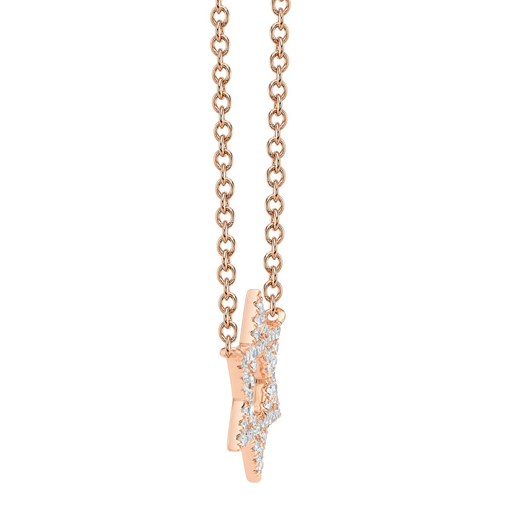 0.11CT 14K R/G DIAMOND STAR OF DAVID NECKLACE