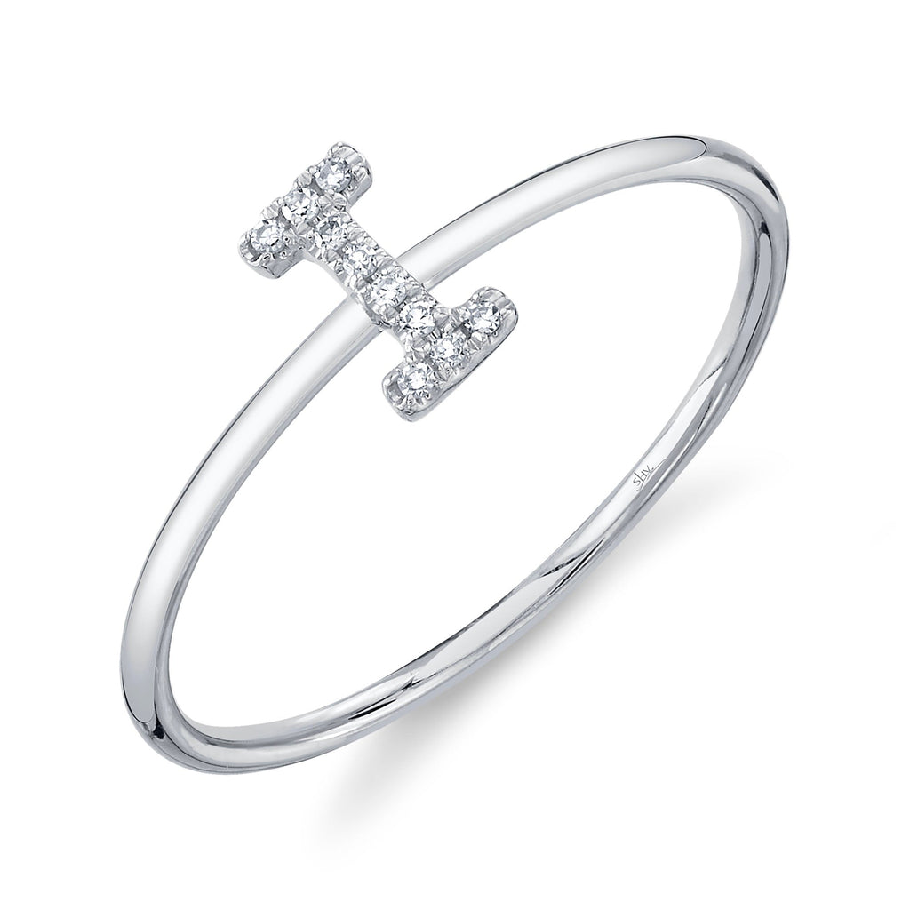 0.03CT 14K W/G DIAMOND LADY'S RING - INITIAL I