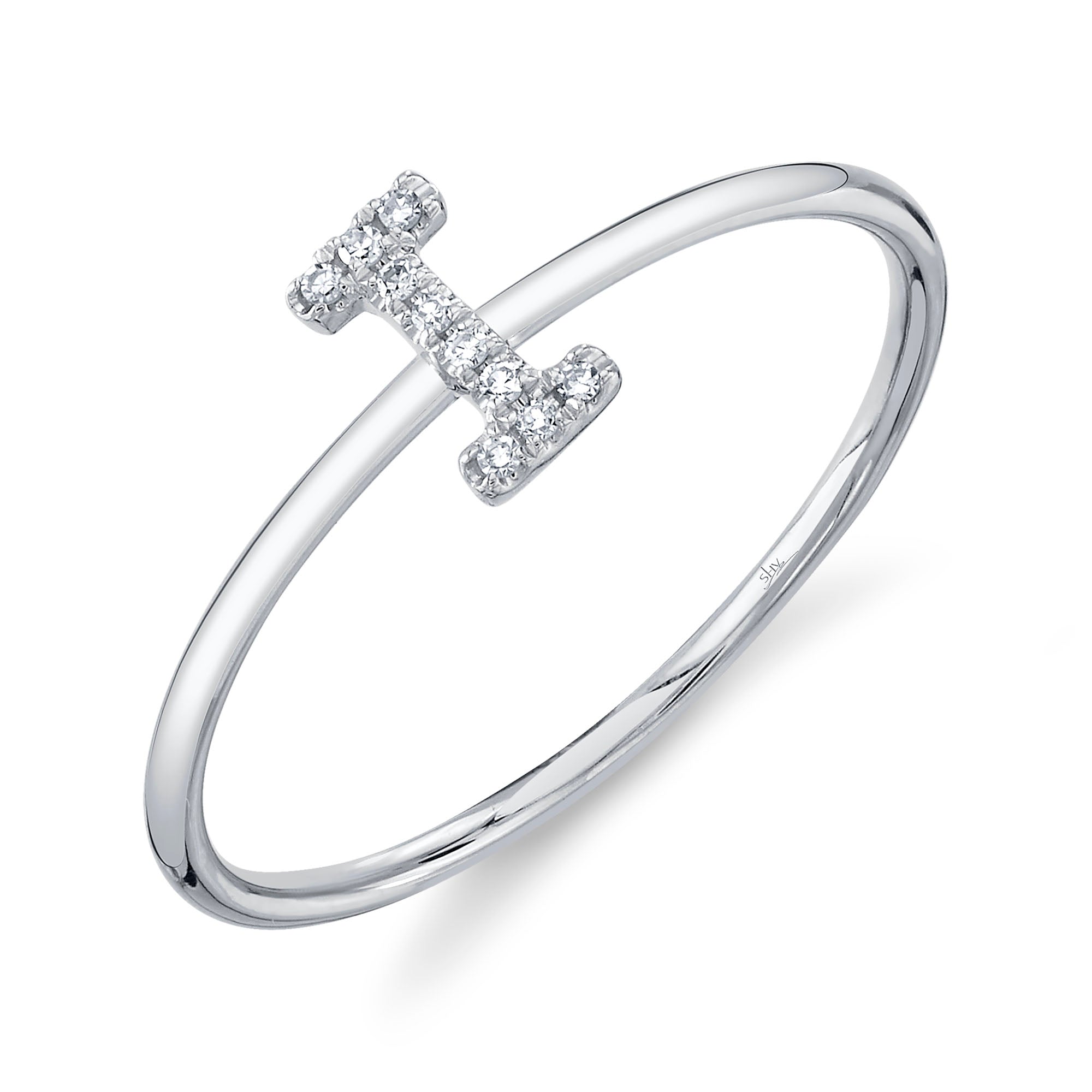 0.03CT 14K W/G DIAMOND LADY'S RING - INITIAL I