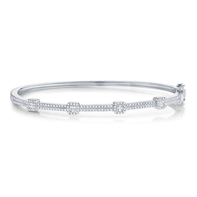 0.52CT 14K W/G DIAMOND BAGUETTE BANGLE