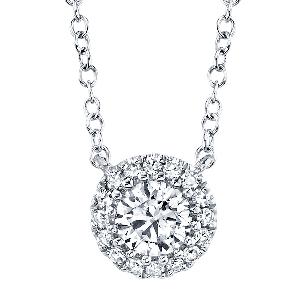 0.20CT-CTR(ROUND) 0.05CT-SIDE 14K W/G DIAMOND NECKLACE