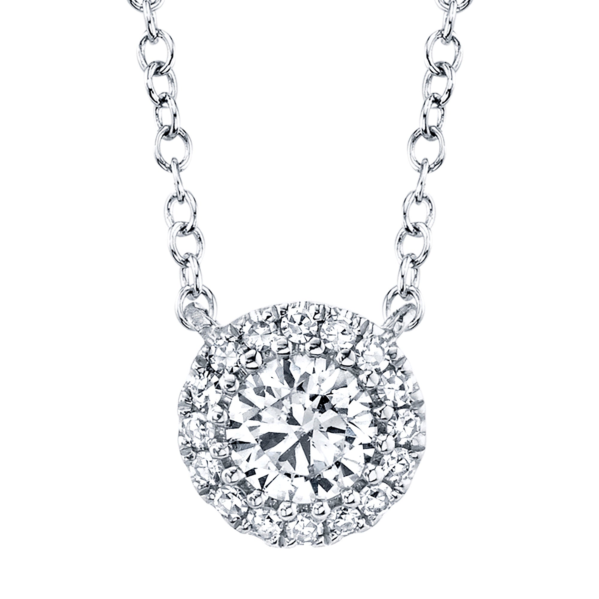 0.20CT-CTR(ROUND) 0.05CT-SIDE 14K W/G DIAMOND NECKLACE