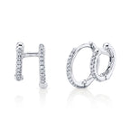 0.12CT 14K W/G DIAMOND DOUBLE HUGGIE EARRING