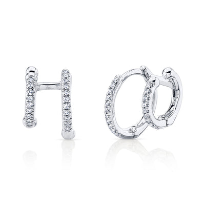 0.12CT 14K W/G DIAMOND DOUBLE HUGGIE EARRING