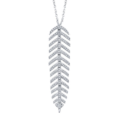 0.29CT 14K W/G DIAMOND FEATHER NECKLACE