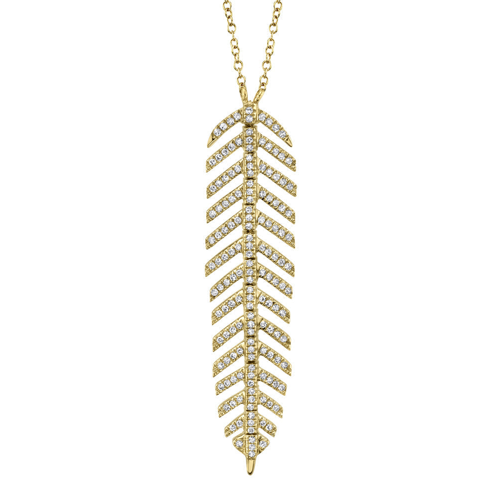 0.29CT 14K Y/G DIAMOND FEATHER NECKLACE