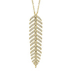 0.29CT 14K Y/G DIAMOND FEATHER NECKLACE