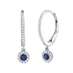 0.15CT DIAMOND & 0.23CT BLUE SAPPHIRE 14K W/G EARRING