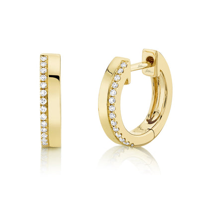 0.08CT 14K Y/G DIAMOND HUGGIE EARRING