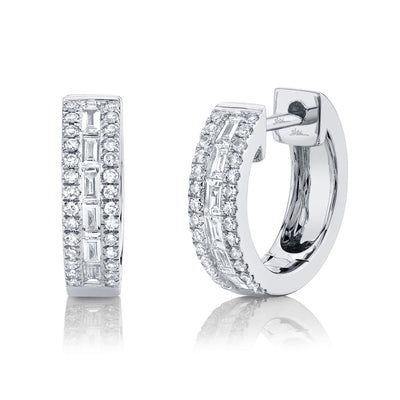 0.34CT 14K W/G DIAMOND BAGUETTE HUGGIE EARRING