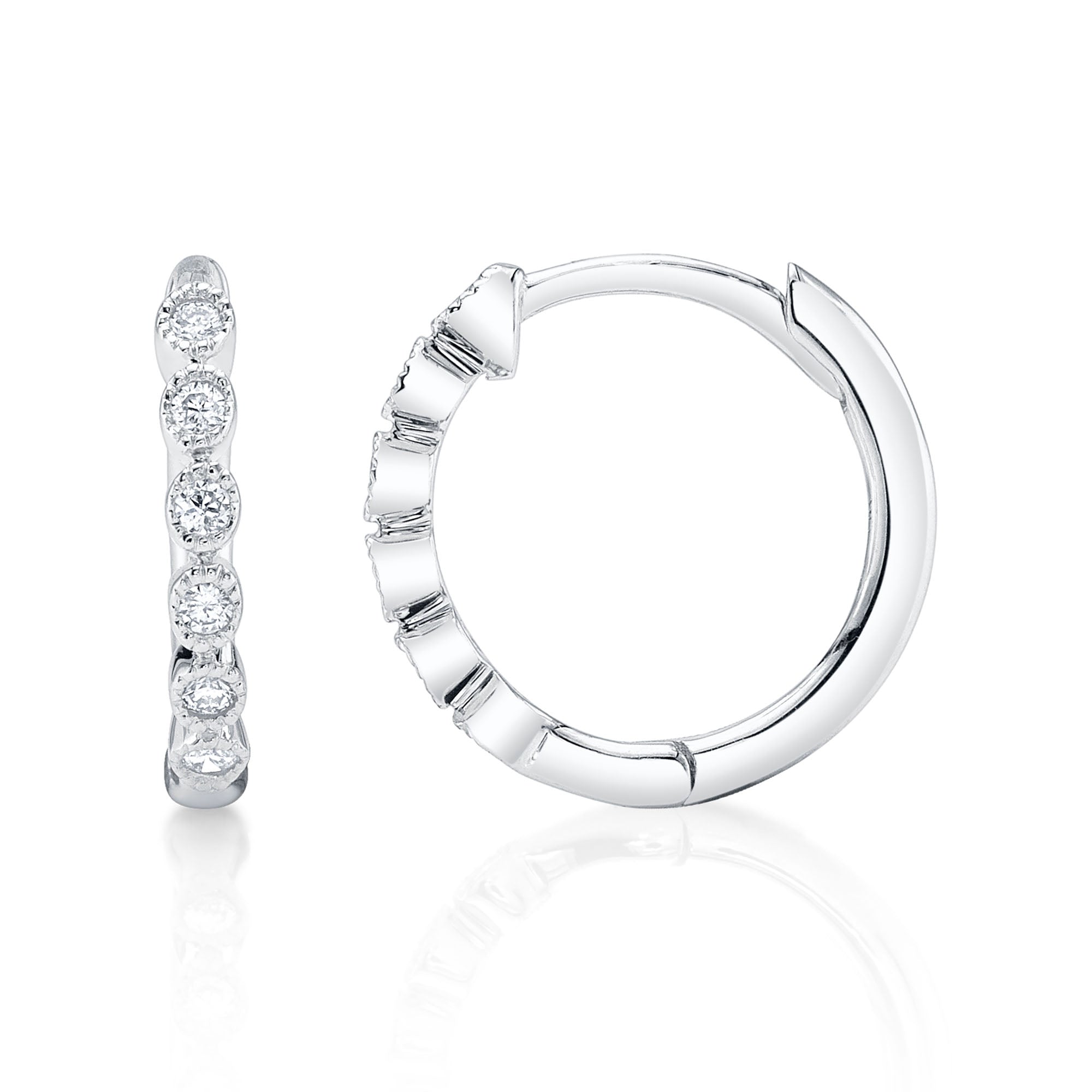0.11CT 14K W/G DIAMOND HUGGIE EARRING