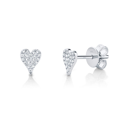 0.10CT 14K W/G DIAMOND PAVE HEART STUD EARRING