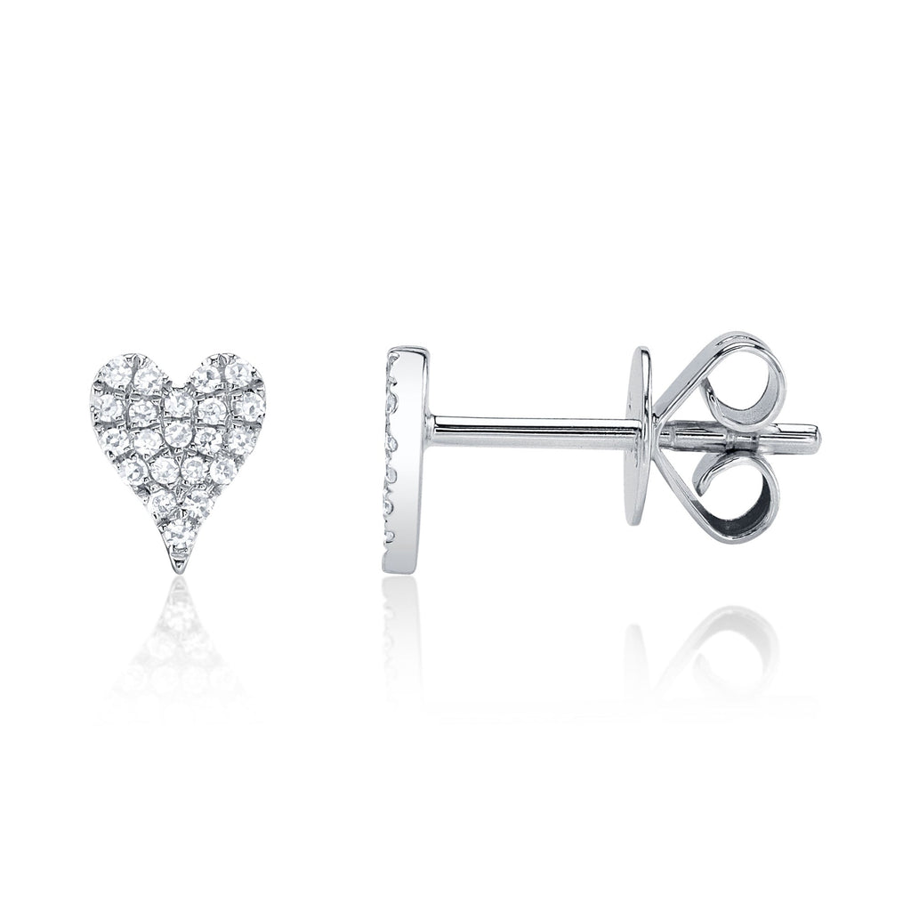 0.10CT 14K W/G DIAMOND PAVE HEART STUD EARRING