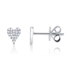 0.10CT 14K W/G DIAMOND PAVE HEART STUD EARRING
