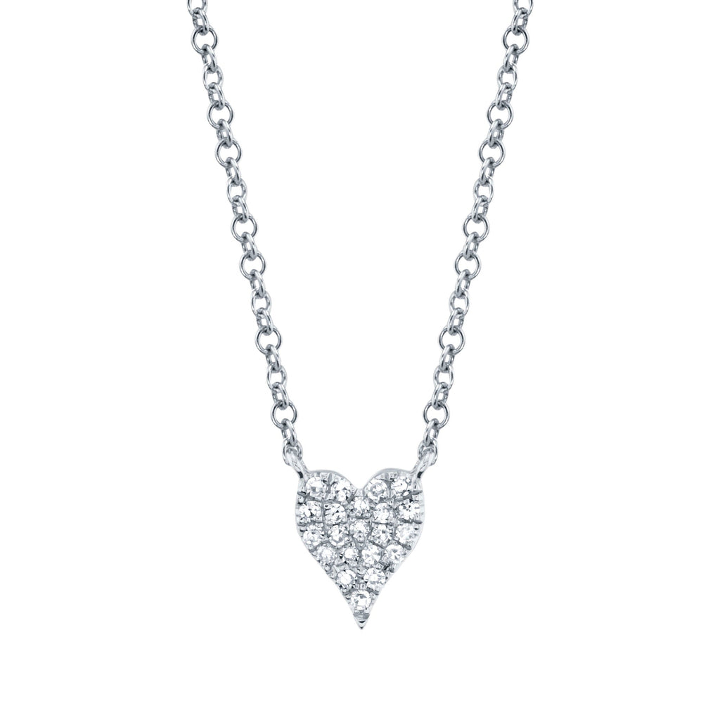 0.05CT 14K W/G DIAMOND PAVE HEART NECKLACE