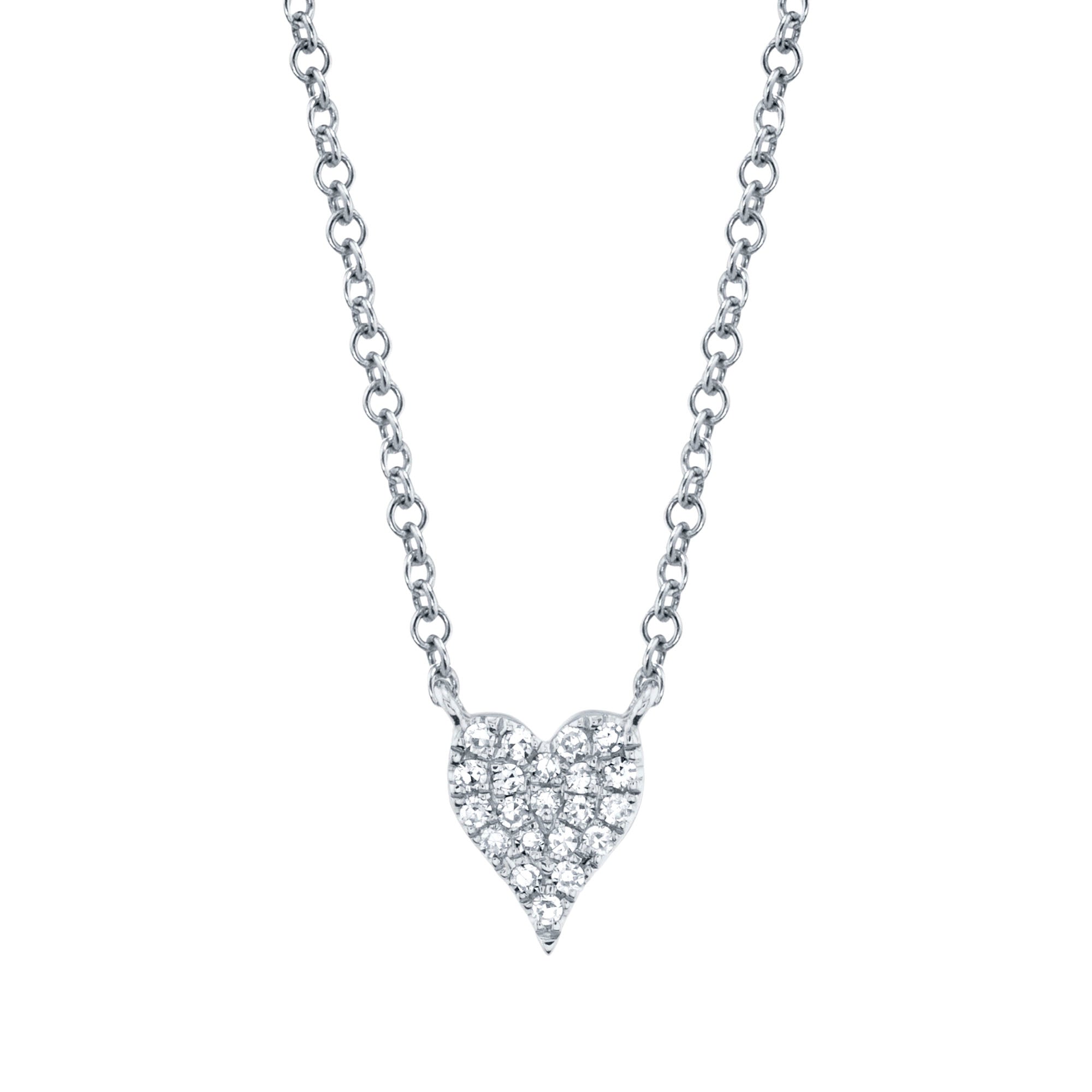 0.05CT 14K W/G DIAMOND PAVE HEART NECKLACE