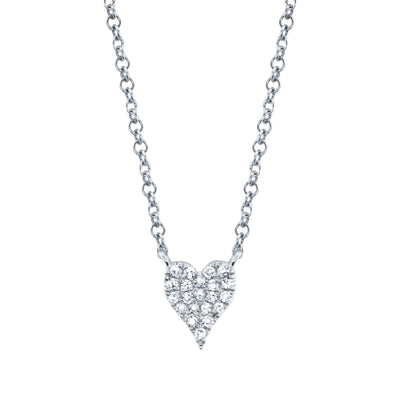 0.05CT 14K W/G DIAMOND PAVE HEART NECKLACE