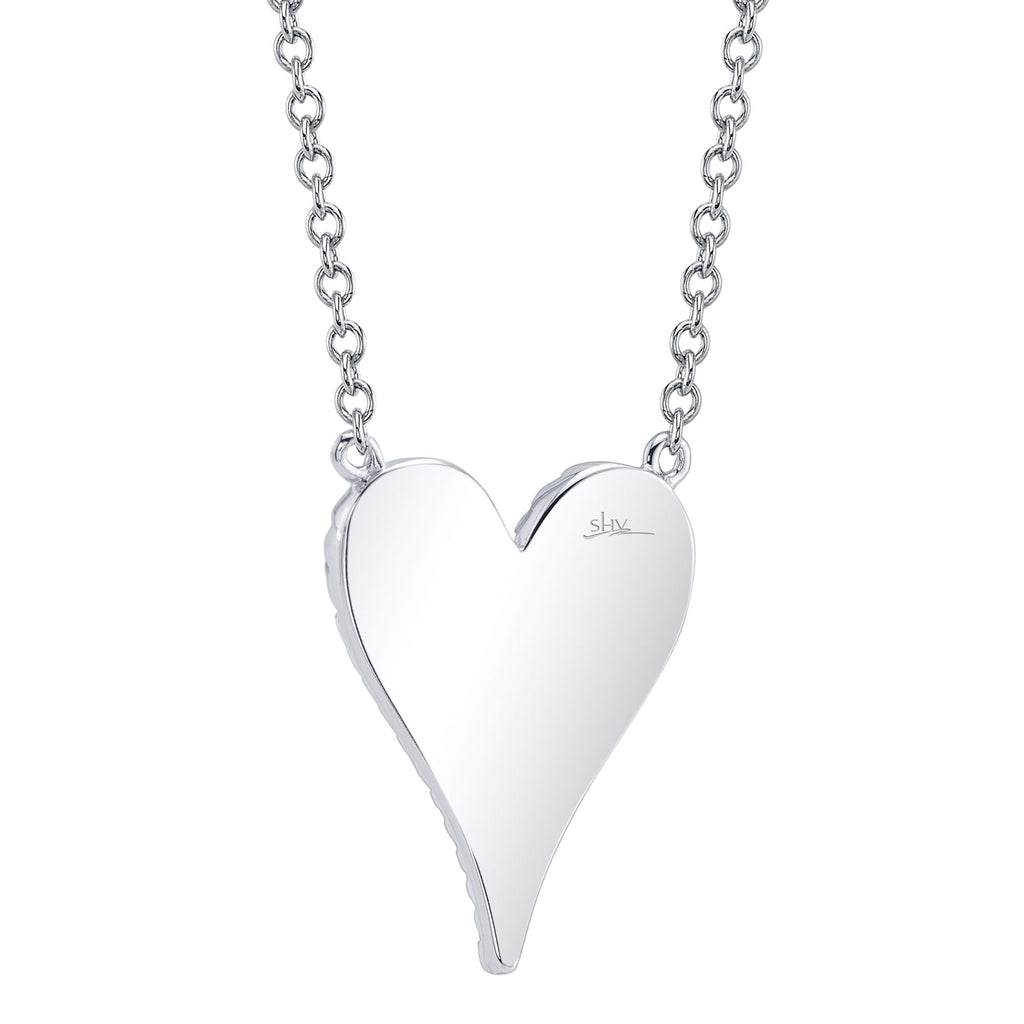 0.11CT 14K W/G DIAMOND PAVE HEART NECKLACE