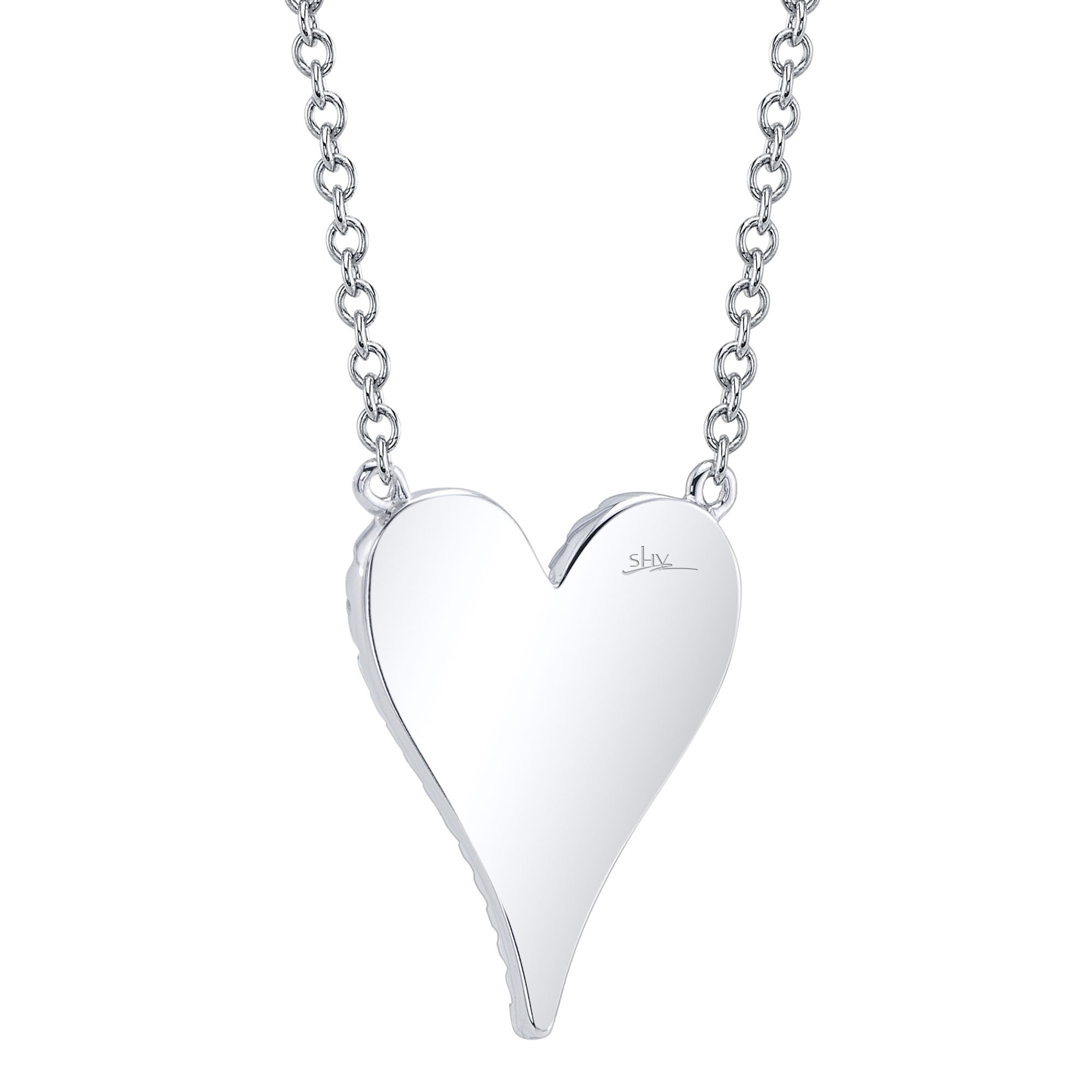 0.11CT 14K W/G DIAMOND PAVE HEART NECKLACE