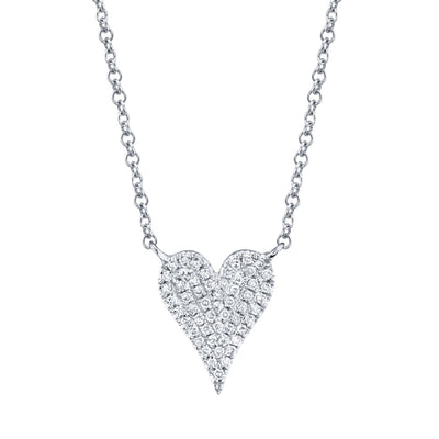0.11CT 14K W/G DIAMOND PAVE HEART NECKLACE