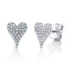 0.14CT 14K W/G DIAMOND PAVE HEART STUD EARRING
