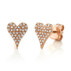 0.14CT 14K R/G DIAMOND PAVE HEART STUD EARRING