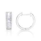 0.49CT 14K W/G DIAMOND BAGUETTE HUGGIE EARRING