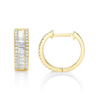 0.49CT 14K Y/G DIAMOND BAGUETTE HUGGIE EARRING