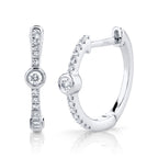 0.13CT 14K W/G DIAMOND BEZEL HOOP EARRING