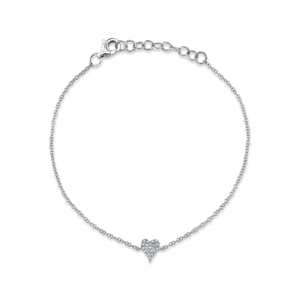 0.05CT 14K W/G DIAMOND PAVE HEART BRACELET